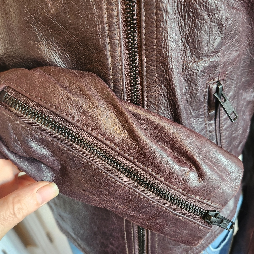 Theory Women's Burgandy Leather Jacket Size P (Similar to XS) - Picture 3 of 13